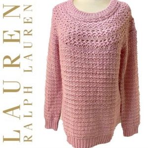 Ralph Lauren Sweater Wool Alpaca Luxury Knit Soft Fair Isle Neutral Rose Pink XL
